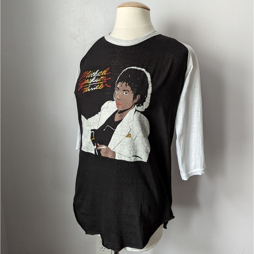 Vintage  80s Michael Jackson Thriller Baseball Raglan T-shirt Size L